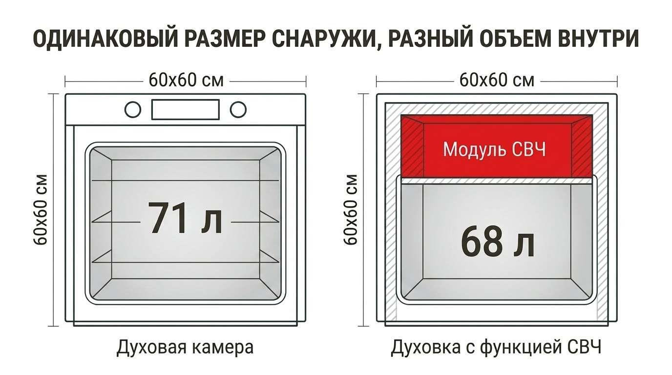Схема отличий духового шкафа и духовки с СВЧ