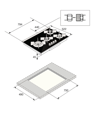 Газовая варочная панель Asko HG8843BGB1