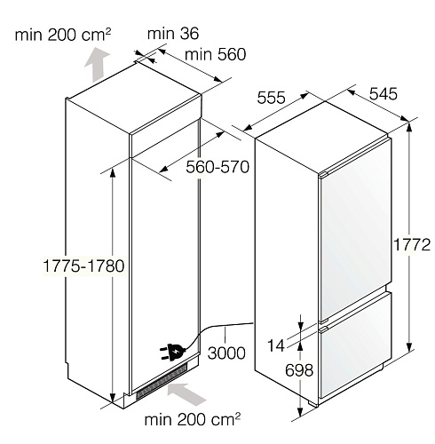Встраиваемый комбинированный холодильник Asko RFN31831I