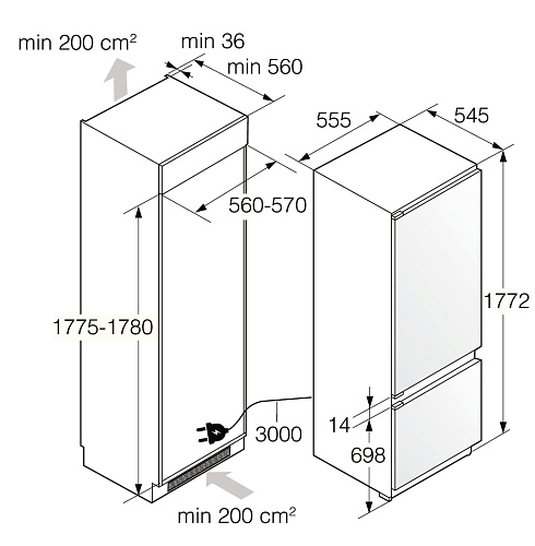 Встраиваемый комбинированный холодильник Asko RFN31831I
